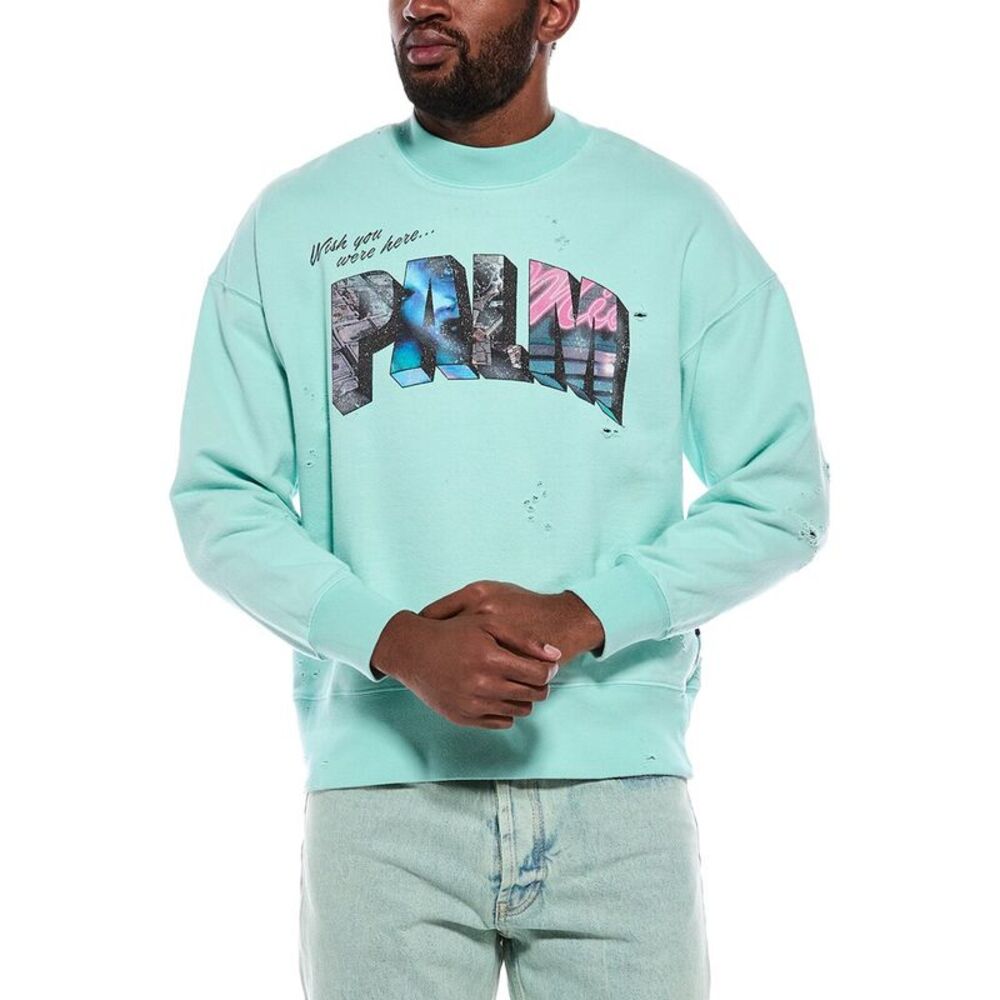 Palm Angels Mens  Crewneck Sweatshirt, Blue